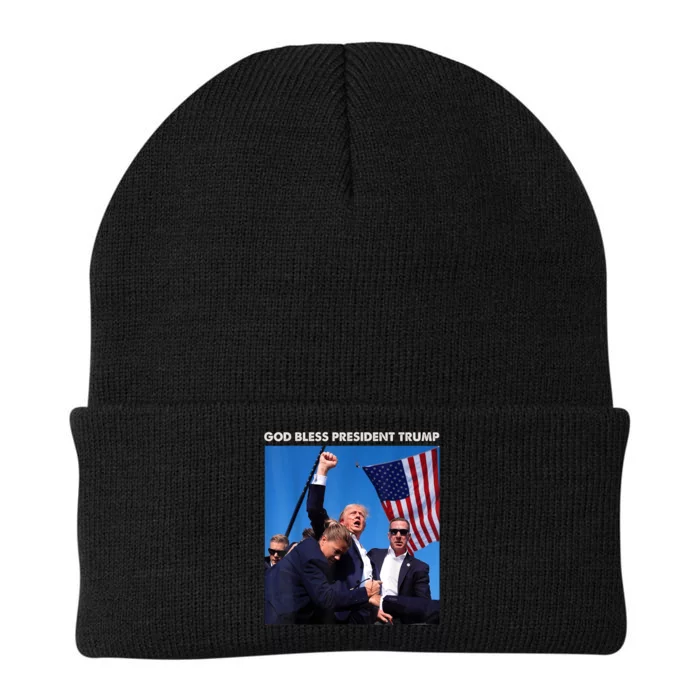 God Bless President Trump Shooting At Donald Trump Rally Gift Knit Cap Winter Beanie