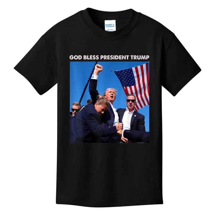 God Bless President Trump Shooting At Donald Trump Rally Gift Kids T-Shirt