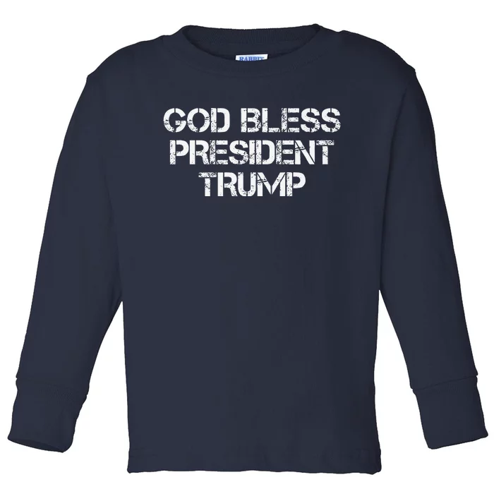 God Bless President Trump 2024 Support Trump Election 2024 Premium Toddler Long Sleeve Shirt