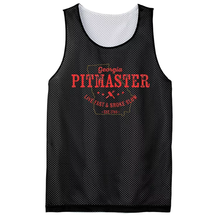 Georgia Bbq Pitmaster For Meat Smoking Barbecuing Dad Mesh Reversible Basketball Jersey Tank