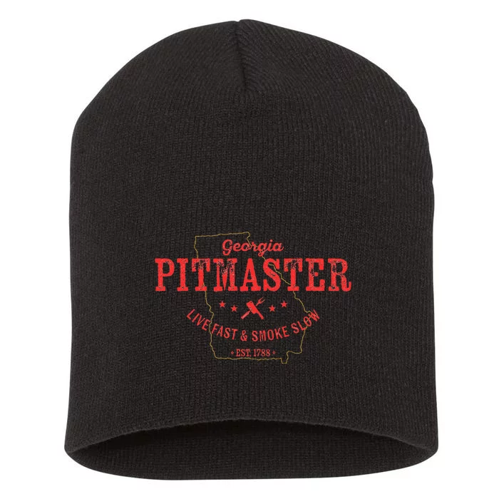 Georgia Bbq Pitmaster For Meat Smoking Barbecuing Dad Short Acrylic Beanie