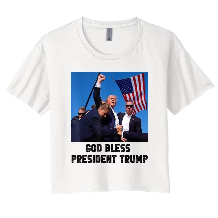 God Bless President Trump Donald Gift Trump 2024 Women's Crop Top Tee