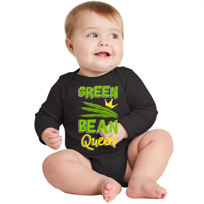 Green Bean Queen String Beans Vegetarian Vegan Baby Long Sleeve Bodysuit