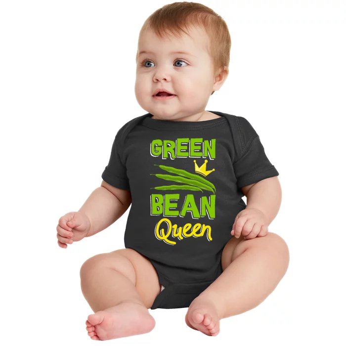 Green Bean Queen String Beans Vegetarian Vegan Baby Bodysuit