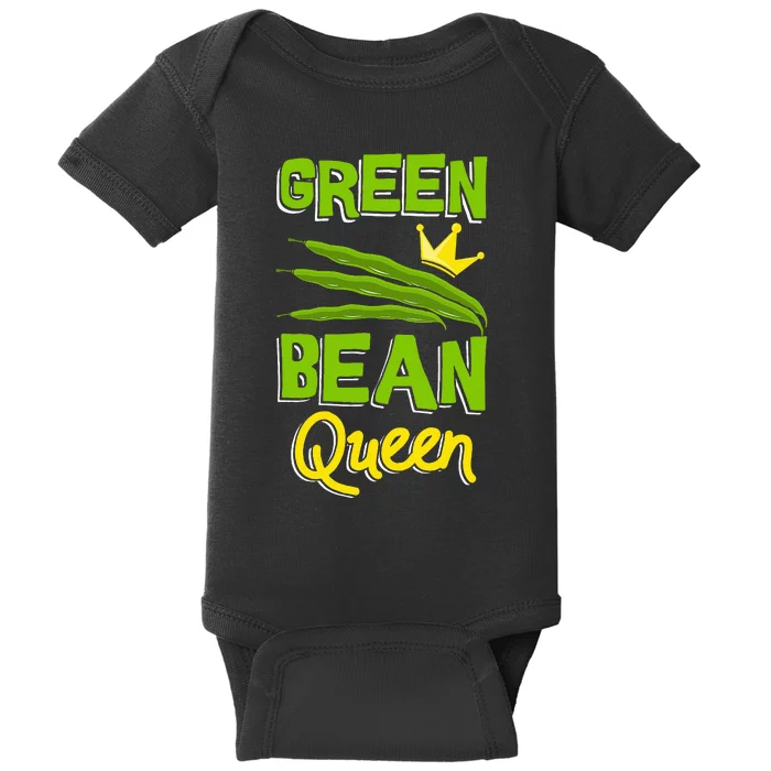 Green Bean Queen String Beans Vegetarian Vegan Baby Bodysuit