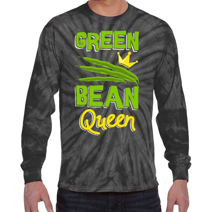 Green Bean Queen String Beans Vegetarian Vegan Tie-Dye Long Sleeve Shirt