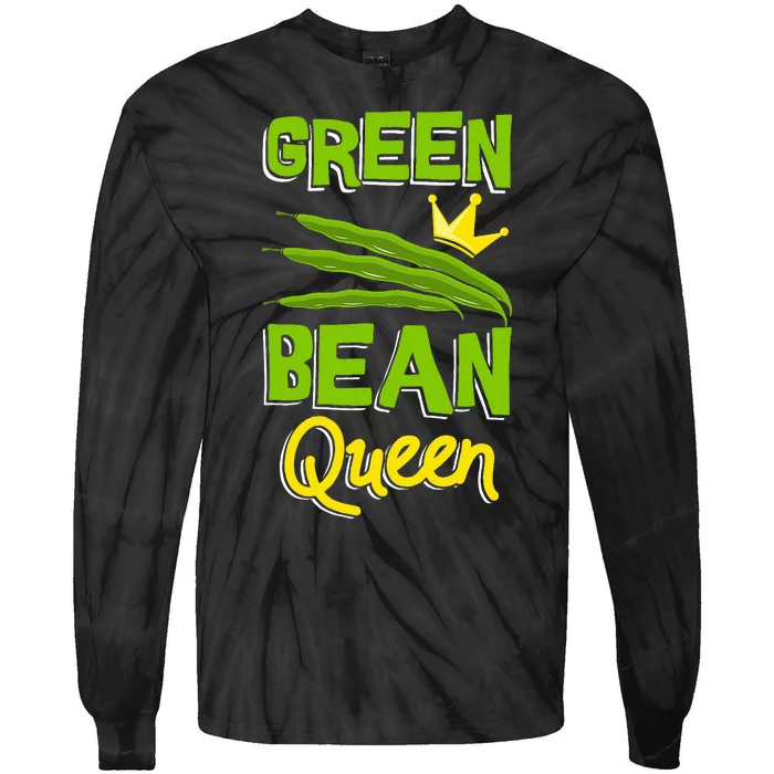 Green Bean Queen String Beans Vegetarian Vegan Tie-Dye Long Sleeve Shirt