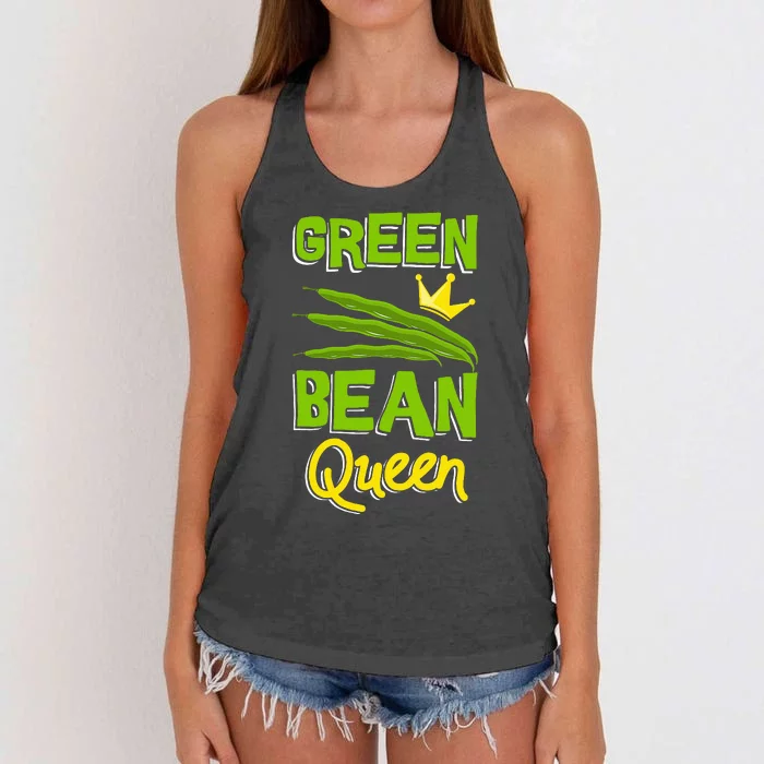 Green Bean Queen String Beans Vegetarian Vegan Women's Knotted Racerback Tank