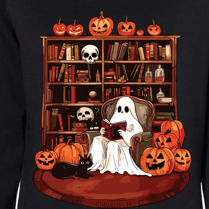 Ghost Book Reading Teacher Halloween Librarian Book Lovers Womens California Wash Sweatshirt