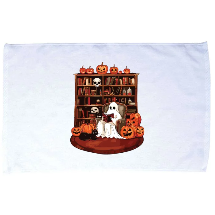 Ghost Book Reading Teacher Halloween Librarian Book Lovers Microfiber Hand Towel