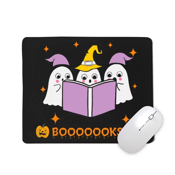 Ghost Book Reading Halloween Teacher Books Lover Mousepad