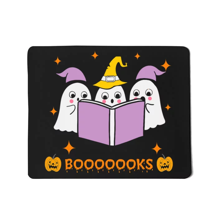 Ghost Book Reading Halloween Teacher Books Lover Mousepad