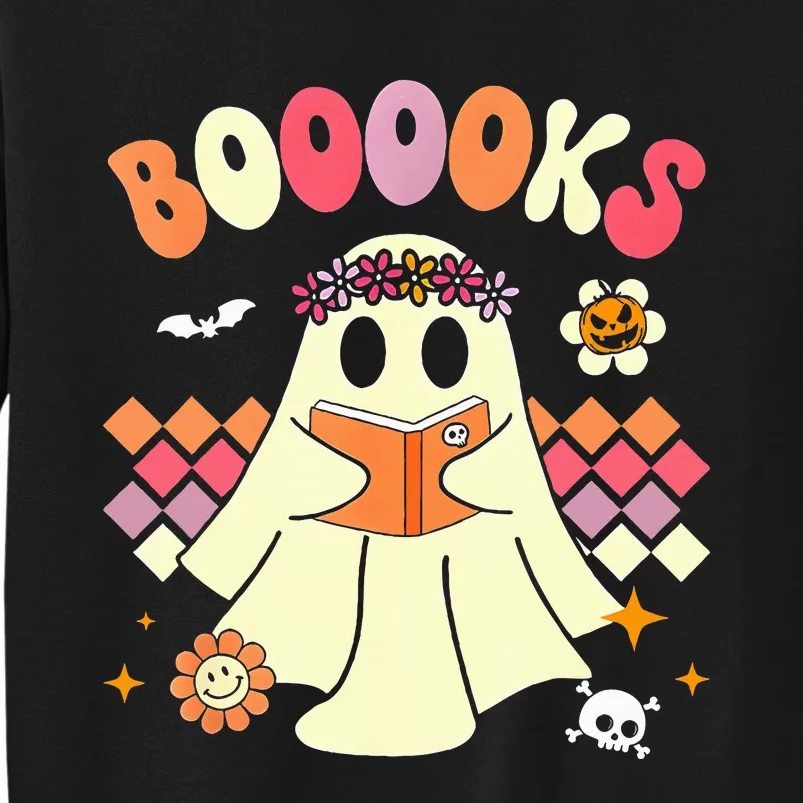 Ghost Book Reading Halloween Costume Teacher Books Lover Tall Sweatshirt