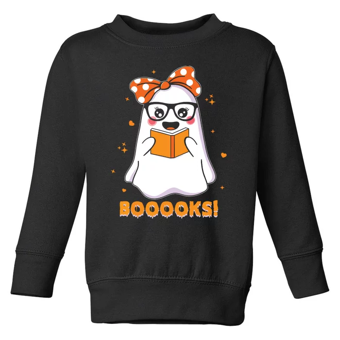 Ghost Book Reading Halloween Costume Teacher Books Lover Toddler Sweatshirt