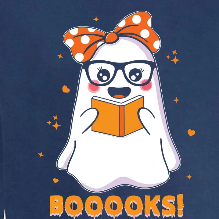 Ghost Book Reading Halloween Costume Teacher Books Lover Garment-Dyed Sweatshirt