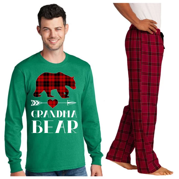 Grandma Bear Red Plaid Long Sleeve Pajama Set