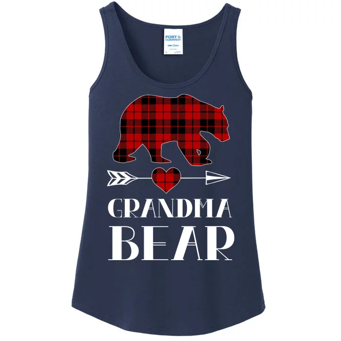 Grandma Bear Red Plaid Ladies Essential Tank