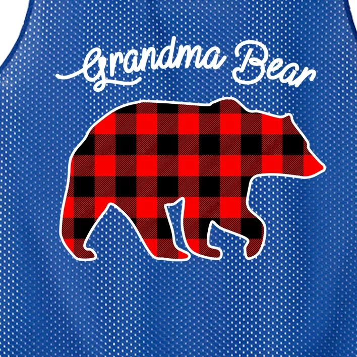 Grandma Bear Red Plaid Matching Family Christmas Cute Gift Mesh Reversible Basketball Jersey Tank