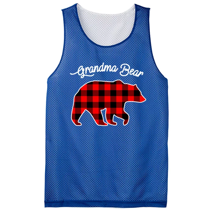 Grandma Bear Red Plaid Matching Family Christmas Cute Gift Mesh Reversible Basketball Jersey Tank