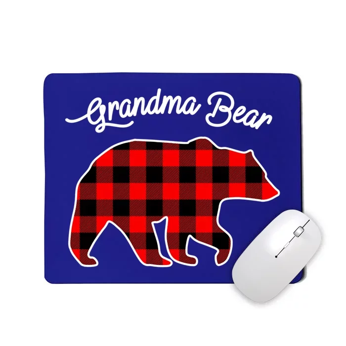 Grandma Bear Red Plaid Matching Family Christmas Cute Gift Mousepad