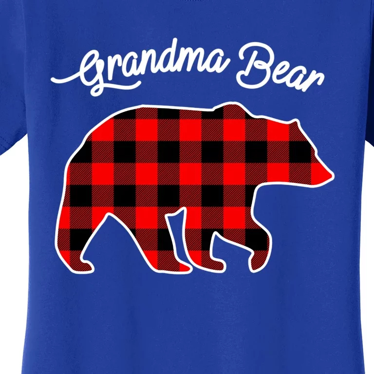 Grandma Bear Red Plaid Matching Family Christmas Cute Gift Women's T-Shirt