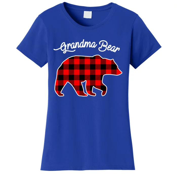 Grandma Bear Red Plaid Matching Family Christmas Cute Gift Women's T-Shirt