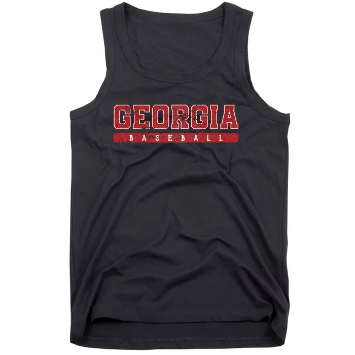 Georgia Baseball Red Vintage Text Tank Top