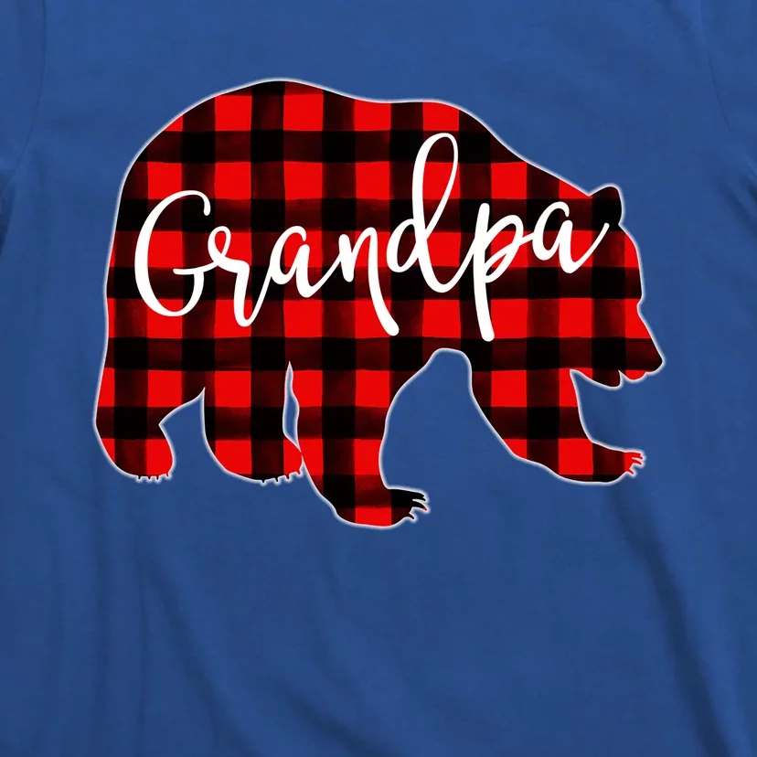 Grandpa Bear Red Plaid Matching Family Christmas Eve Buffalo Cute Gift T-Shirt