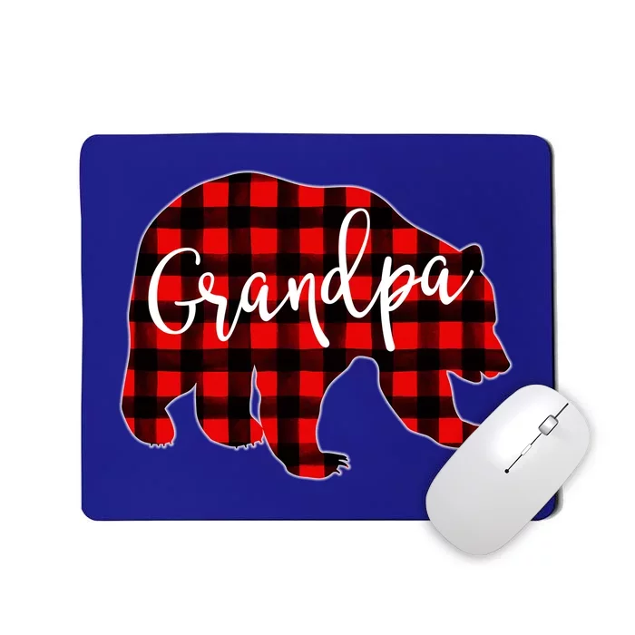 Grandpa Bear Red Plaid Matching Family Christmas Eve Buffalo Cute Gift Mousepad