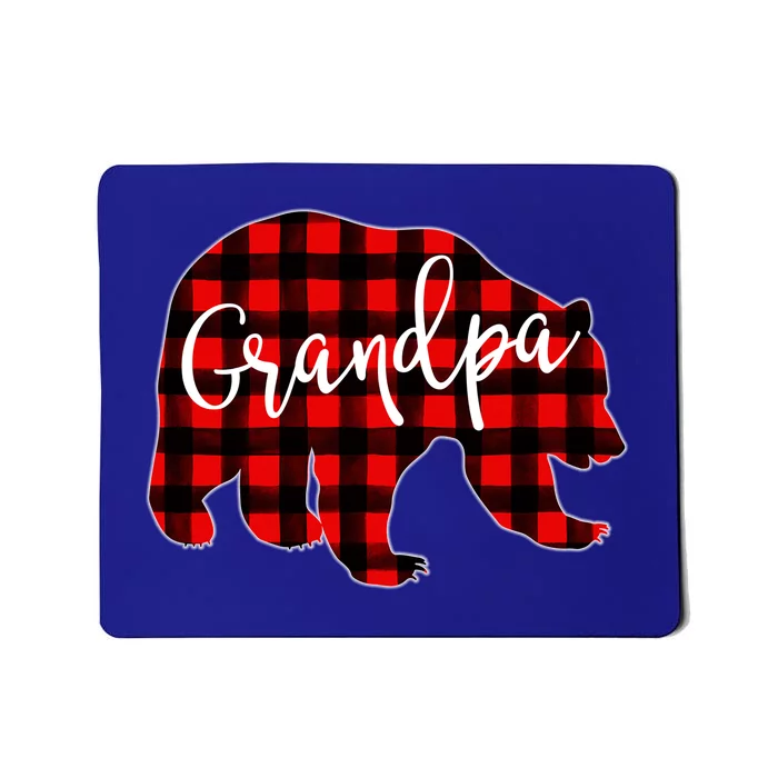 Grandpa Bear Red Plaid Matching Family Christmas Eve Buffalo Cute Gift Mousepad