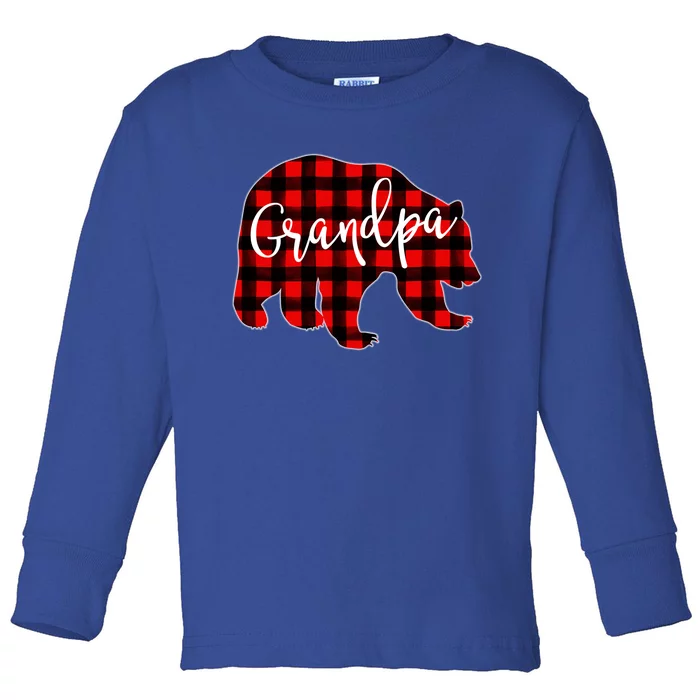 Grandpa Bear Red Plaid Matching Family Christmas Eve Buffalo Cute Gift Toddler Long Sleeve Shirt