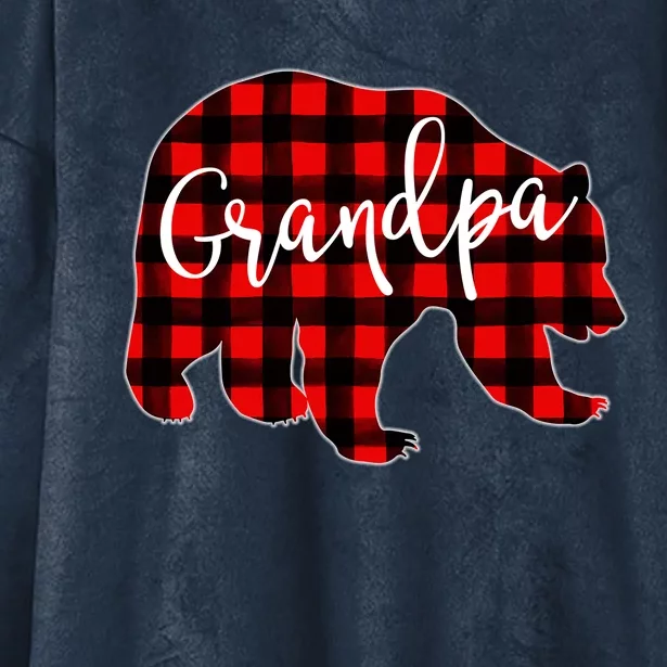 Grandpa Bear Red Plaid Matching Family Christmas Eve Buffalo Cute Gift Hooded Wearable Blanket