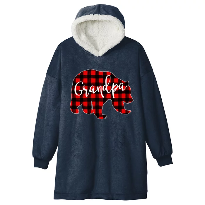 Grandpa Bear Red Plaid Matching Family Christmas Eve Buffalo Cute Gift Hooded Wearable Blanket