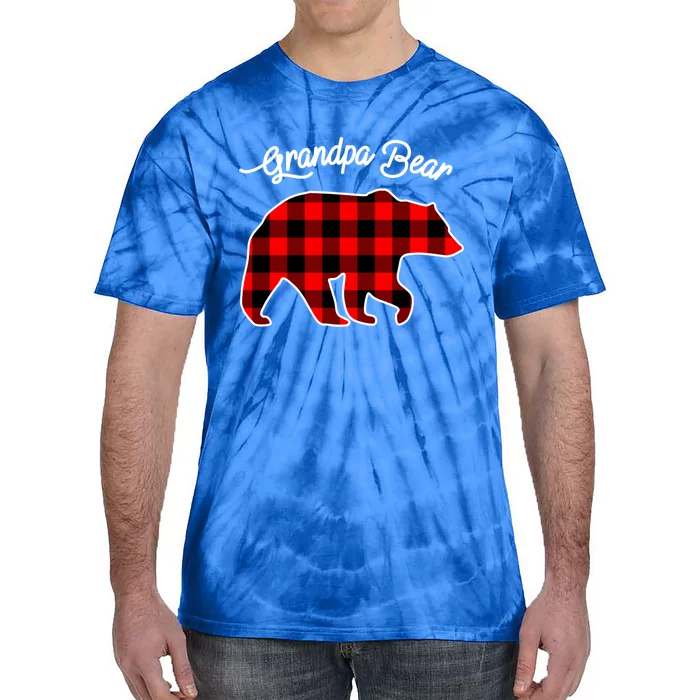 Grandpa Bear Red Plaid Matching Family Christmas Gift Tie-Dye T-Shirt