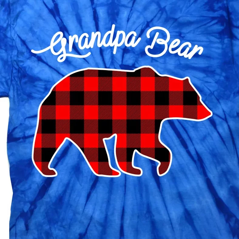 Grandpa Bear Red Plaid Matching Family Christmas Gift Tie-Dye T-Shirt