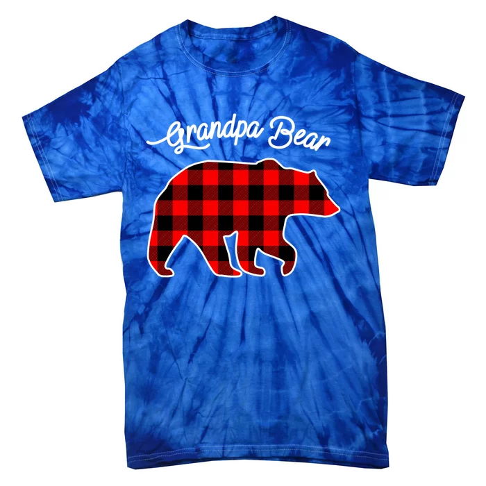 Grandpa Bear Red Plaid Matching Family Christmas Gift Tie-Dye T-Shirt