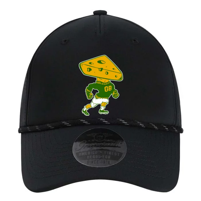 Green Bay Retro Mascot Cheese Head Man Performance The Dyno Cap