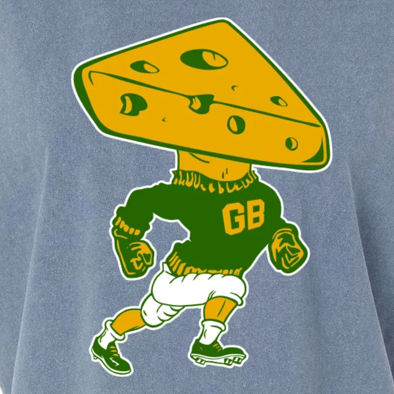 Green Bay Retro Mascot Cheese Head Man Garment-Dyed Women's Muscle Tee