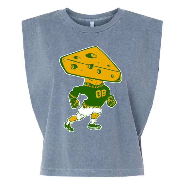 Green Bay Retro Mascot Cheese Head Man Garment-Dyed Women's Muscle Tee