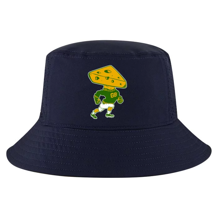 Green Bay Retro Mascot Cheese Head Man Cool Comfort Performance Bucket Hat