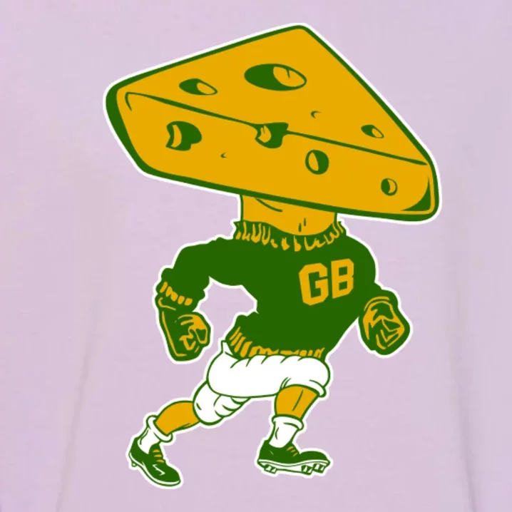 Green Bay Retro Mascot Cheese Head Man Garment-Dyed Sweatshirt