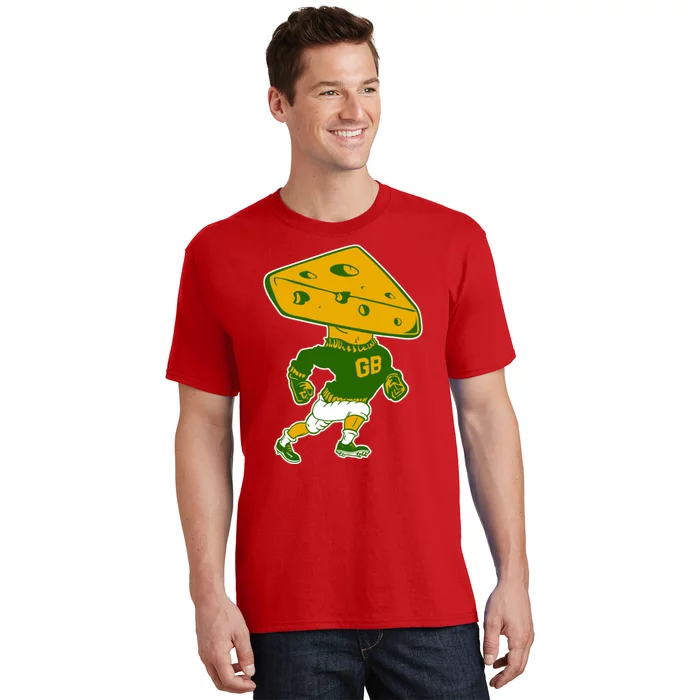 Green Bay Retro Mascot Cheese Head Man T-Shirt