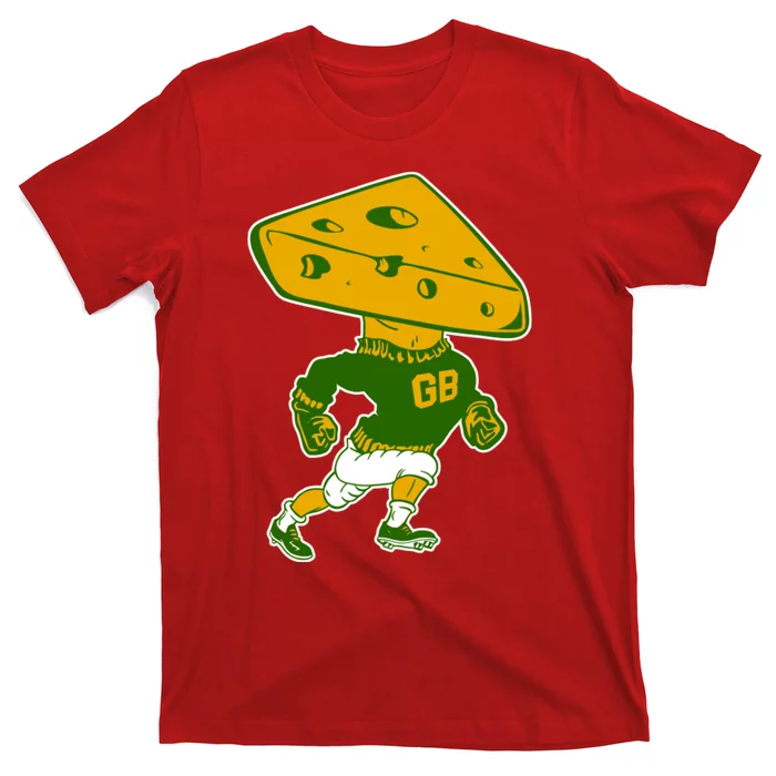 Green Bay Retro Mascot Cheese Head Man T-Shirt