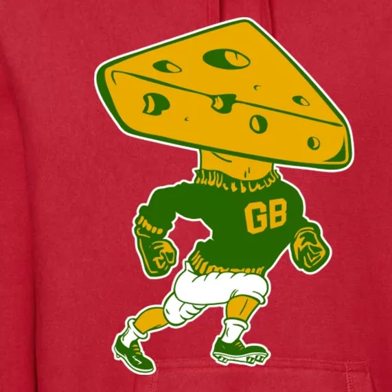 Green Bay Retro Mascot Cheese Head Man Premium Hoodie