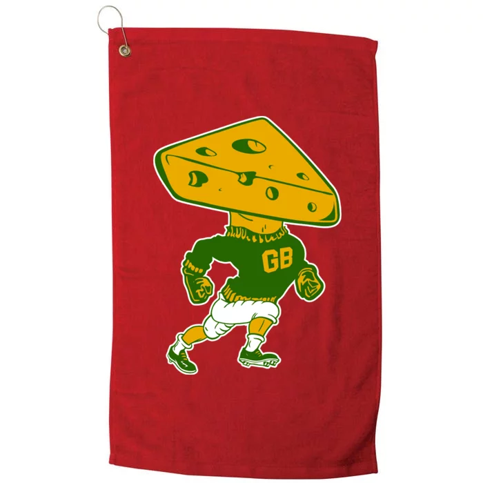 Green Bay Retro Mascot Cheese Head Man Platinum Collection Golf Towel