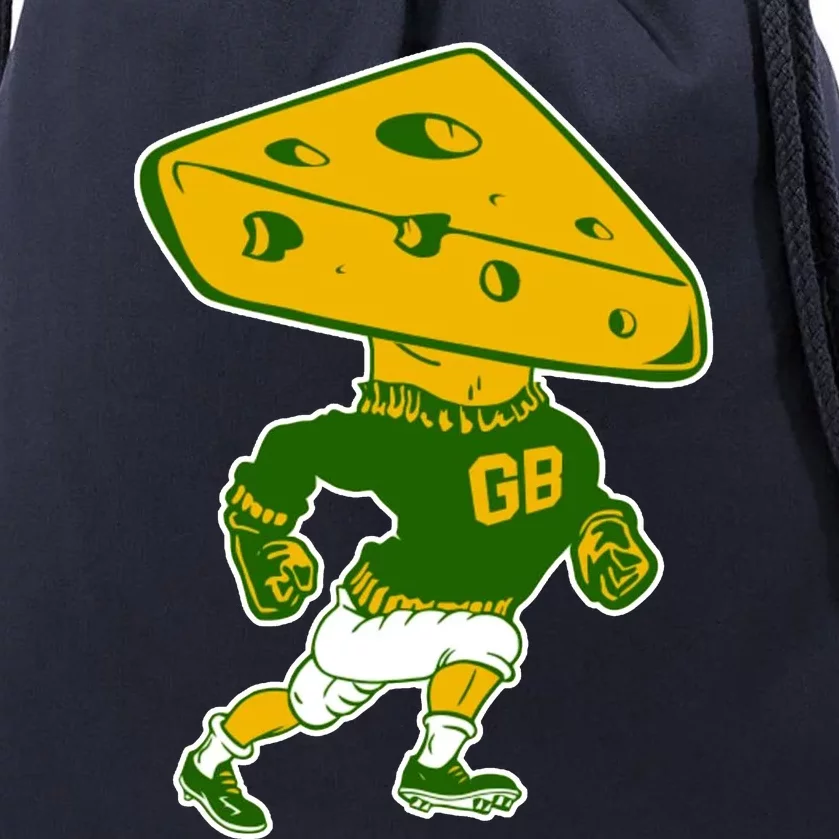 Green Bay Retro Mascot Cheese Head Man Drawstring Bag