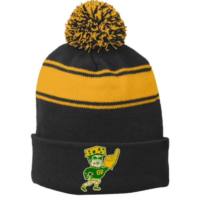 Green Bay Retro Style Packers Fan Go Pack Stripe Pom Pom Beanie