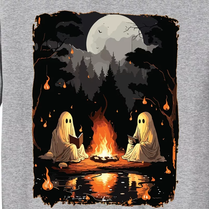 Ghost Book Reading Camping Gothic Halloween Retro Sweatshirt Tall Sweatshirt