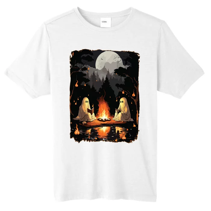 Ghost Book Reading Camping Gothic Halloween Retro Sweatshirt ChromaSoft Performance T-Shirt