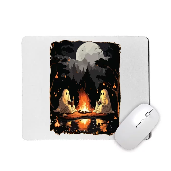 Ghost Book Reading Camping Gothic Halloween Retro Sweatshirt Mousepad